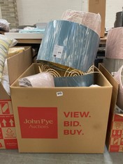 BOX OF ASSORTED JOHN LEWIS LAMP SHADES TO INCLUDE JOHN LEWIS POLYESTER 45CM LAMP SHADE IN TURQUOISE