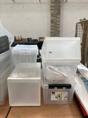 4 X ASSORTED JOHN LEWIS STORAGE TO INCLUDE SMART STORE CLASSIC 31 STORAGE TUB IN CLEAR