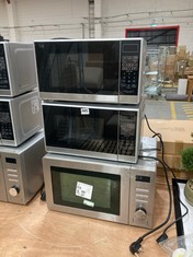 3 X ASSORTED JOHN LEWIS MICROWAVES TO INCLUDE JOHN LEWIS MANUAL MICROWAVE OVEN IN STAINLESS STEEL