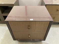 2 DRAWER BEDSIDE TABLE IN BROWN / GOLD