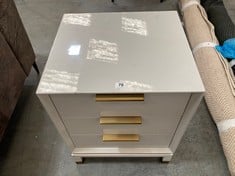 BAXTER 3 DRAWER BEDSIDE STORAGE WITH GOLD HANDLES IN WHITE