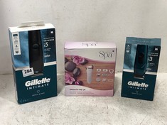 3 X ASSORTED ITEMS TO INCLUDE GILLETTE INTIMATE I5 INTIMATE HAIR TRIMMER