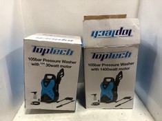 2 X TOPTECH 105BAR PRESSURE WASHER WITH 1400W MOTOR