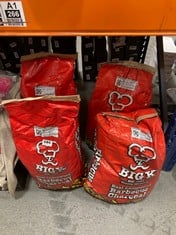 4 X LARGE BAGS OF BIG K REAL LUMPWOOD BARBECUE CHARCOAL 5KG