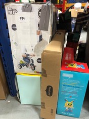 4 X KIDS ITEMS / PARTS TO INCLUDE BE MOVE SMOBY KIDS TRICYCLE IN BLUE TO INCLUDE FISHER PRICE BEBO LE ROBOT