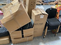 4 X ASSORTED CHAIR SETS TO INCLUDE SET OF 4 OFFICE / WAITING ROOM CHAIRS IN BLACK (KERBSIDE PALLET DELIVERY)