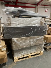 PALLET OF ASSORTED BED BASES / PARTS TO INCLUDE APPROX 135CM BED BASE IN SILVER VELVET (PART ONLY) (KERBSIDE PALLET DELIVERY)