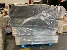 PALLET OF ASSORTED BED BASES / PARTS TO INCLUDE APPROX 135CM BED BASE IN BLACK VELVET (PART) (KERBSIDE PALLET DELIVERY)