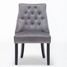 WINDSOR TUFTED VELVET LIGHT GREY CHAIR (00003443)