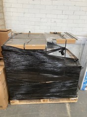 PALLET OF ASSORTED FURNITURE TO INCLUDE CLEAR PLASTIC KEYPAD DISPLAY CASE (KERBSIDE PALLET DELIVERY)