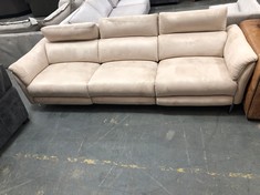 4 SEATER SOFA IN BEIGE - NATURAL SOFT FABRIC (STAINED)