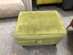 GREEN VELVET STORAGE FOOTSTOOL