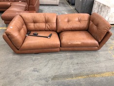 2 SEATER SPLIT SOFA IN BROWN LEATHER