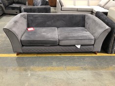 SHIMMER 3 SEATER PILLOW BACK SOFA IN PLUSH STEEL MIX - RRP £999 (KERBSIDE PALLET DELIVERY)