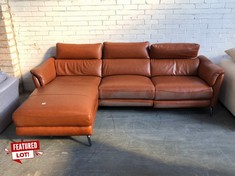 3 SEATER SOFA WITH LEFT HAND FACING CHAISE IN BROWN LEATHER