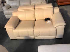 BENZ 2 SEATER DOUBLE POWER RECLINER WITH DOUBLE POWER HEADREST IN BONE CHINA LEATHER