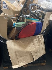 PALLET OF ASSORTED ITEMS TO INCLUDE CARRERA XCT MENS MOUNTAIN BIKE IN SILVER (PART (KERBSIDE PALLET DELIVERY)