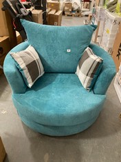 SWIVEL ROUND ARMCHAIR IN BLUE FABRIC