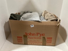 BOX OF ASSORTED ADULT CLOTHING TO INCLUDE EGO HOODIE STONE SIZE 6