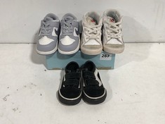 3 X ASSORTED KIDS BRANDED TRAINERS TO INCLUDE NIKE WHITE/GREY SIZE 5.5