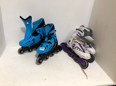 2 X ASSORTED ROLLER BLADES TO INCLUDE AIRWALK WHITE/PURPLE SIZE 7