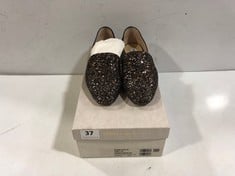 JIMMY CHOO GLOBE FLAT SHOES BRONZE MIX/BLACK SIZE 37 RRP- £275