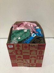 BOX OF ASSORTED ADULT CLOTHING TO INCLUDE SHORT SLEEVE SHIRT ARMY GREEN SIZE LG