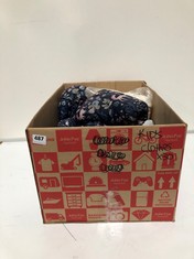 BOX OF ASSORTED KIDS CLOTHING TO INCLUDE MINI CLUB HOODIE GREY MARL WITH MONKEY SIZE 9-12MTHS