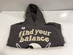 BROKEN PLANET GREY HOODIE WITH FIND YOUR BALANCE LOGO SIZE M RRP- £229.99