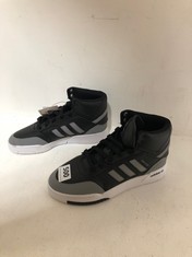 ADIDAS DROP STEP JUNIOR HI-TOP TRAINERS BLACK/GREY SIZE 5