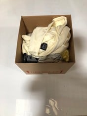 BOX OF ASSORTED ADULT BRANDED CLOTHING TO INCLUDE NIKE LOOSE FIT HOODIE IVORY SIZE M