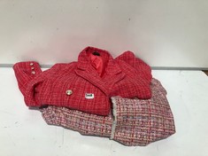 2 X ASSORTED WOMENS JACKETS TO INCLUDE HELENE BERMAN EDGE TO EDGE JACKET PINK TWEED SIZE 16