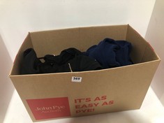 BOX OF ASSORTED ADULT BRANDED CLOTHING TO INCLUDE JACK & JONES PREMIUM KNIT CARDIGAN BLUE SIZE M