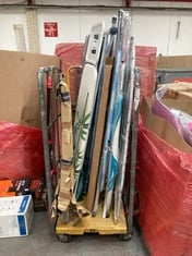 CAGE OF ASSORTED ITEMS TO INCLUDE RUSSELL HOBBS 115 X 36CM IRONING BOARD (CAGE NOT INCLUDED) (KERBSIDE PALLET DELIVERY)