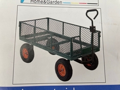 LARGE HEAVY DUTY METAL GARDEN TROLLEY GREEN