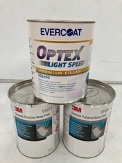 2 X 3M GENERAL PURPOSE BODY FILLER 3L 51073 TO INCLUDE EVERCOAT OPTEX LIGHT SPEED PREMIUM FILLER 3L 101490