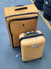 IT LUGGAGE SMALL HARD SHELL SUITCASE IN YELLOW TO INCLUDE IT LUGGAGE LARGE LUGGAGE IN MUSTARD YELLOW