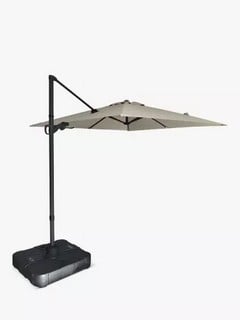 JOHN LEWIS FREE STANDING 360 ALUMINIUM WIND-UP PARASOL & BASE 2.5M GREY (003317416) TO INCLUDE PARASOL GRANITE TRIANGLE SLABS X4 (003316304) TOTAL RRP £475