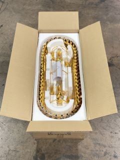 LUMIERE KENTISBEARE 1500MM RECTANGLE CHANDELIER IN BRASS & COGNAC GLASS RRP 2592.00