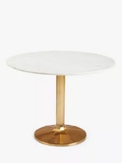 JOHN LEWIS JEWEL MARBLE 4 SEATER PEDESTAL DINING TABLE WHITE/GOLD (003323594) RRP £779