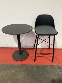 JOHN LEWIS ROUND TABLE BLACK, TO ALSO INCLUDE JOHN LEWIS ANYDAY BAR STOOL (003323639) (003328690)