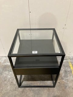 BOOKSHELF - BLACK TO ALSO INCLUDE SMALL COFFEE TABLE WITH GLASS TOP - BLACK