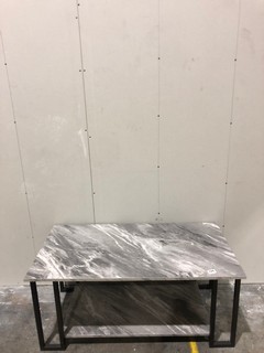 MODERN MARBLE PATTERN COFFEE TABLE WITH SHELF - GREY