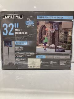 A QTY OF ITEMS TO INCLUDE PORTABLE 32" IMPACT BACK BOARDM BASKETBALL HOOP TOTAL RRP £200