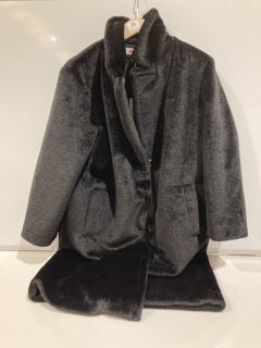 THE WHITE COMPANY FAUX FUR SINGLE BREASTED COAT - BLACK - L - RRP £239