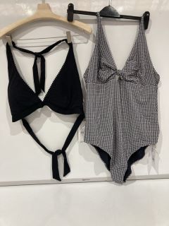 A QTY OF THE WHITE COMPANY ITEMS TO INCLUDE KNOT FRONT GINGHAM BIKINI TOP XL NAVY/ECRU TOTAL RRP £237