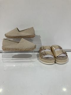 A QTY OF THE WHITE COMPANY ITEMS TO INCLUDE LEATHER METALLIC BUCKLE FLATFORM ESPADRILLES 17 PALE GOLD TOTAL RRP £258