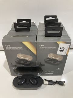 8 X Y30 WIRELESS IN-EAR HEADPHONES WITH CHARGING BOX