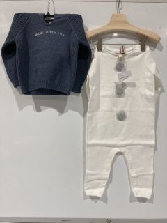 A QTY OF THE WHITE COMPANY ITEMS TO INCLUDE LONDON SLEEPSUIT AND BIB SET 9-12MTH WHITE TOTAL RRP £144