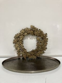 A QTY OF THE WHITE COMPANY ITEMS TO INCLUDE BRONZE METAL LEAF WREATH 100% IRON